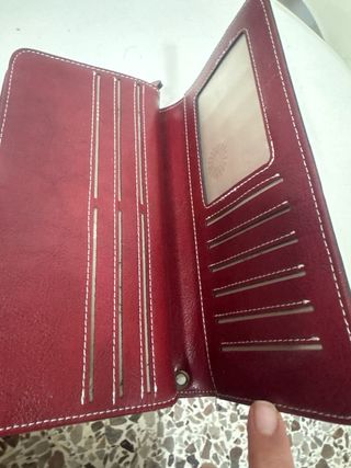 Portafoglio donna rosso con fiore