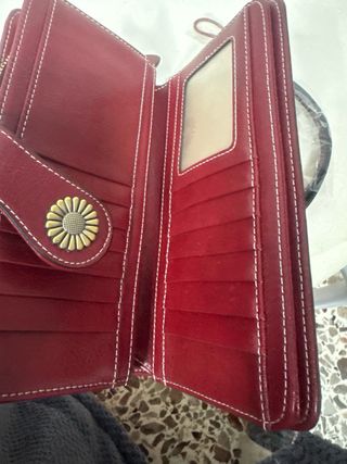 Portafoglio donna rosso con fiore