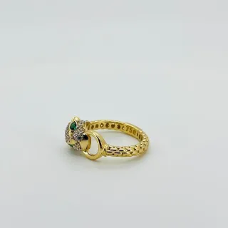 ANILLO PANTERA CON CIRCONITAS. Oro 18k.