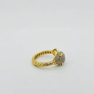 ANILLO PANTERA CON CIRCONITAS. Oro 18k.