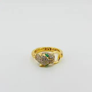 ANILLO PANTERA CON CIRCONITAS. Oro 18k.