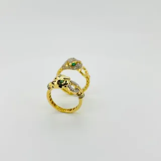 ANILLO PANTERA CON CIRCONITAS. Oro 18k.