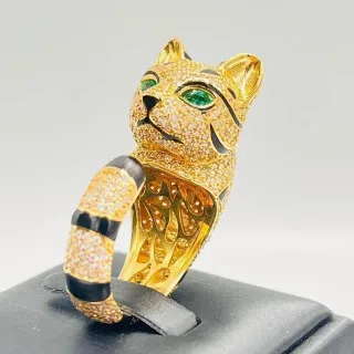 ANILLO LEOPARDO CON ESMALTE. Oro 18k.