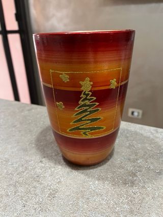 Vaso con piattino decorativo natalizio