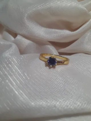 Anillo chapado Oro 18k Circonita Lila Talla 19