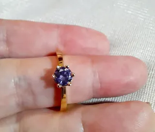 Anillo chapado Oro 18k Circonita Lila Talla 19