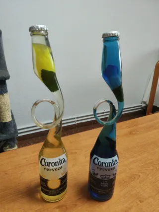 Bottiglie Coronas Birra Gialla e Blu