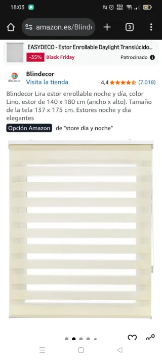 Estor enrollable Blindecor 170x150  Beige