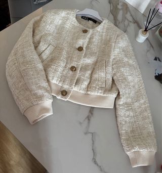 Chaqueta Zara Tweed Beige Talla Única