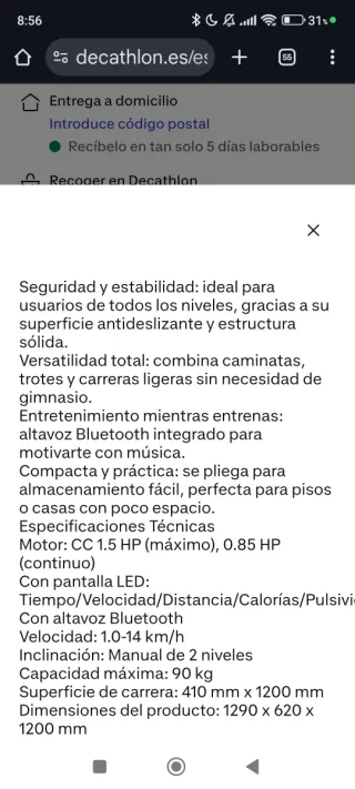 Cinta de correr BEHUMAX.