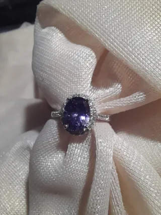 Anillo chapado oro Blanco. Purpura. Talla 13 y 19