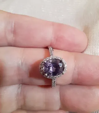 Anillo chapado oro Blanco. Purpura. Talla 13 y 19