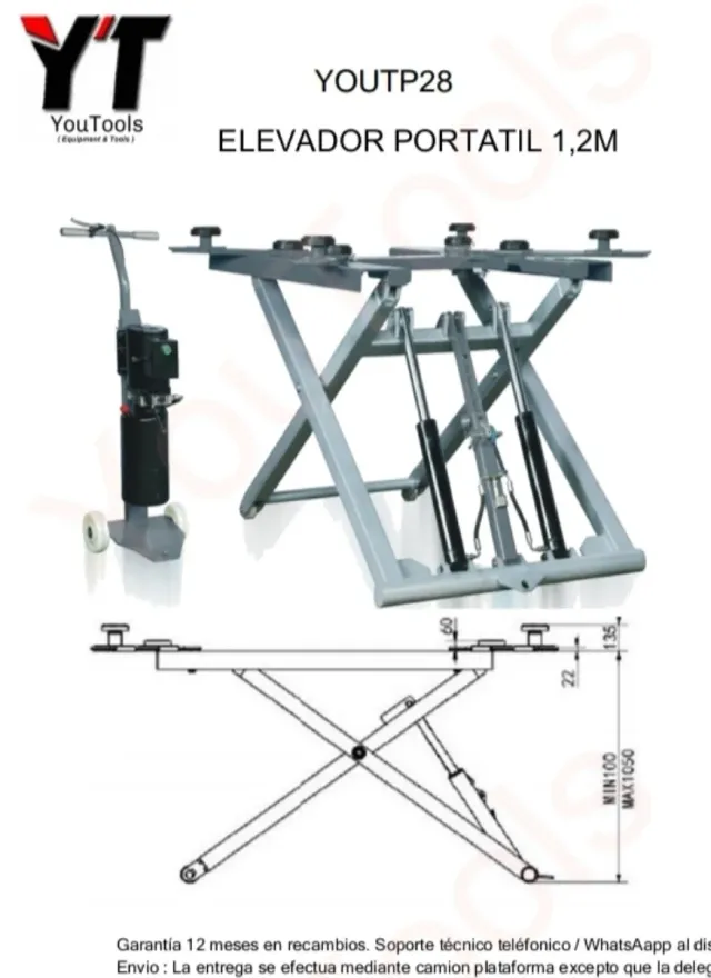 Elevador Portátil altura 1,2M 2.800kilos 220v