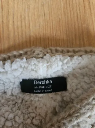 Cuello de punto forrado borreguito beige/gris