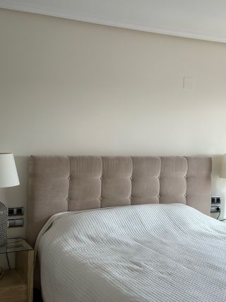 Cabecero de cama beige de terciopelo