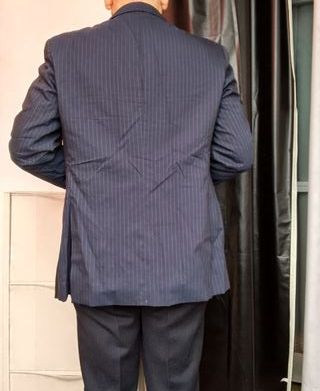 Giacca Vintage Blu Gessato Uomo Lana ANGELICO 50