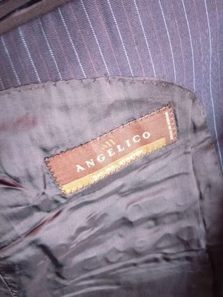 Giacca Vintage Blu Gessato Uomo Lana ANGELICO 50