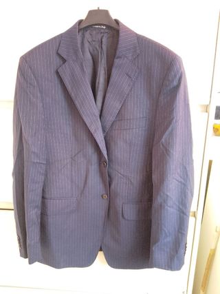 Giacca Vintage Blu Gessato Uomo Lana ANGELICO 50