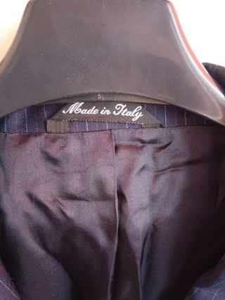 Giacca Vintage Blu Gessato Uomo Lana ANGELICO 50