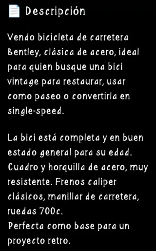 Bicicleta de carretera Bentley Vintage