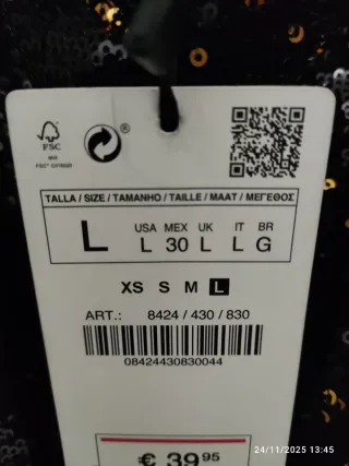 Vestido fiesta lentejuelas Zara Talla L