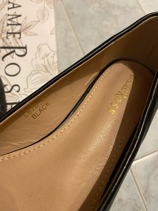 Ballerine DAME ROSE Nere Punta Catena Oro Tg 37