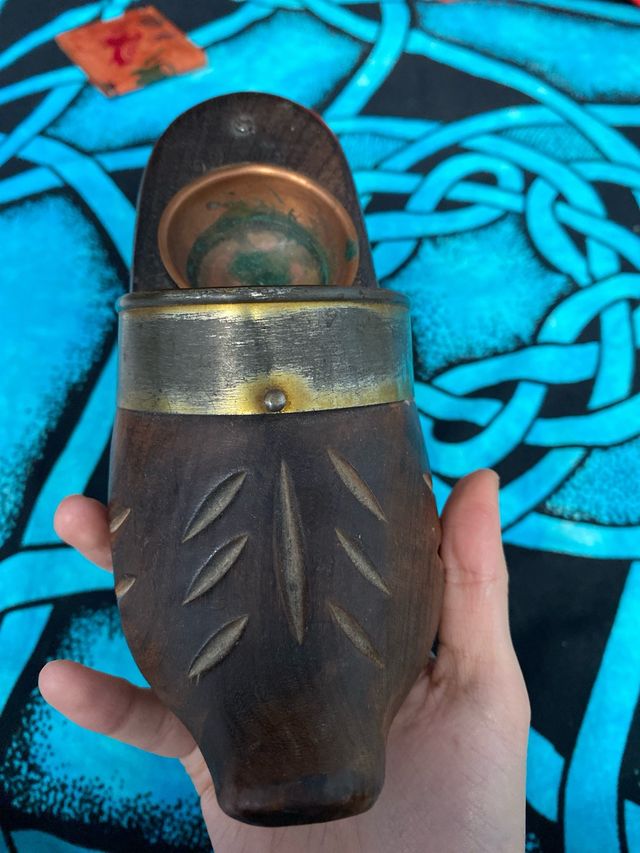 Portavelas Zueco Madera Cobre