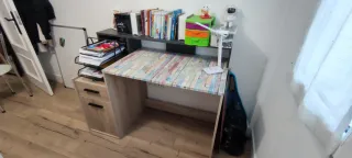 Cama tren con cajones y armario.