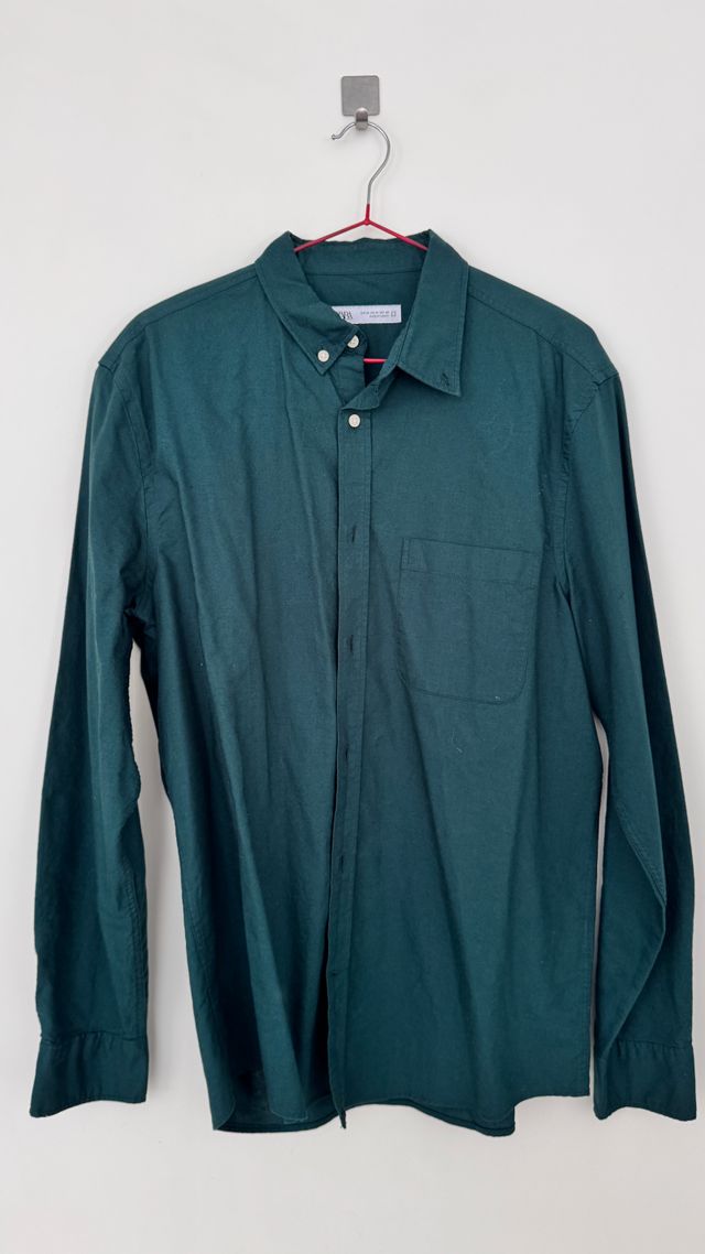 Camisa Zara verde hombre