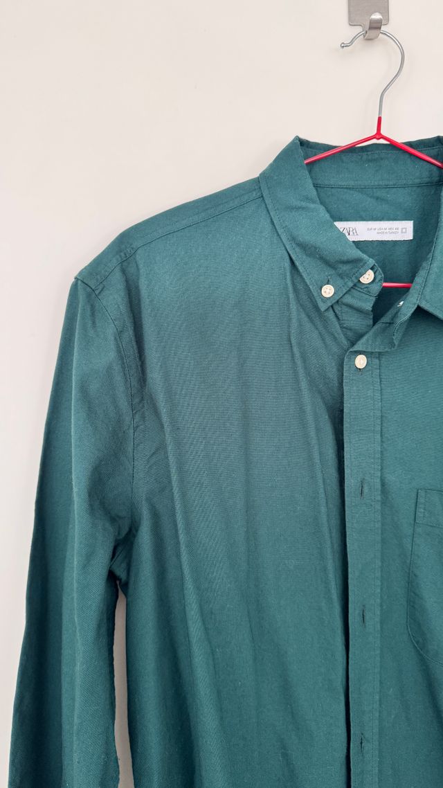 Camisa Zara verde hombre
