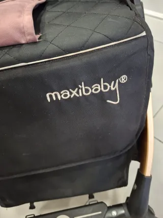 Carro de bebé rosa y dorado