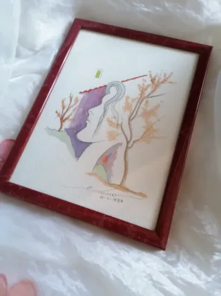 Dipinto acquerello vintage anni '80