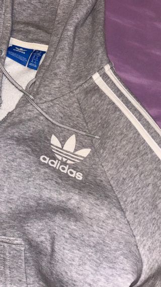 Sudadera Adidas Gris y Blanca