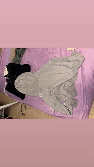 Sudadera Adidas Gris y Blanca