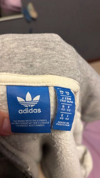 Sudadera Adidas Gris y Blanca