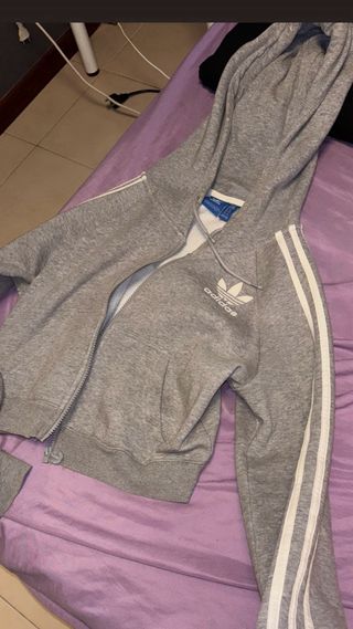 Sudadera Adidas Gris y Blanca