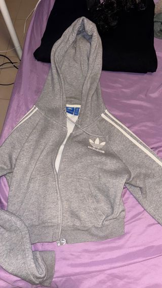 Sudadera Adidas Gris y Blanca