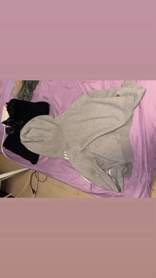 Sudadera Adidas Gris y Blanca