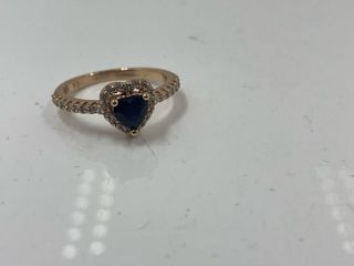 Anillo Corazón Azul Oro Rosa Talla 17.3 mm