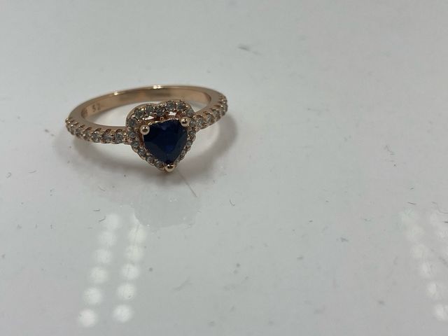 Anillo Corazón Azul Oro Rosa Talla 17.3 mm