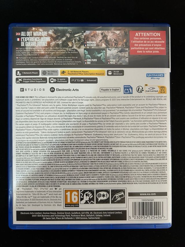 BATTLEFIELD 6 PS5 COMO NUEVO y PÓSTER SIN USAR