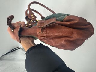 Bolso Cuero Gloria Ortiz Marrón y Verde