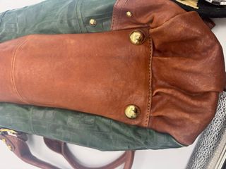 Bolso Cuero Gloria Ortiz Marrón y Verde