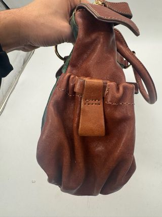 Bolso Cuero Gloria Ortiz Marrón y Verde
