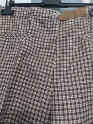 Pantalón cuadros beige y marrón