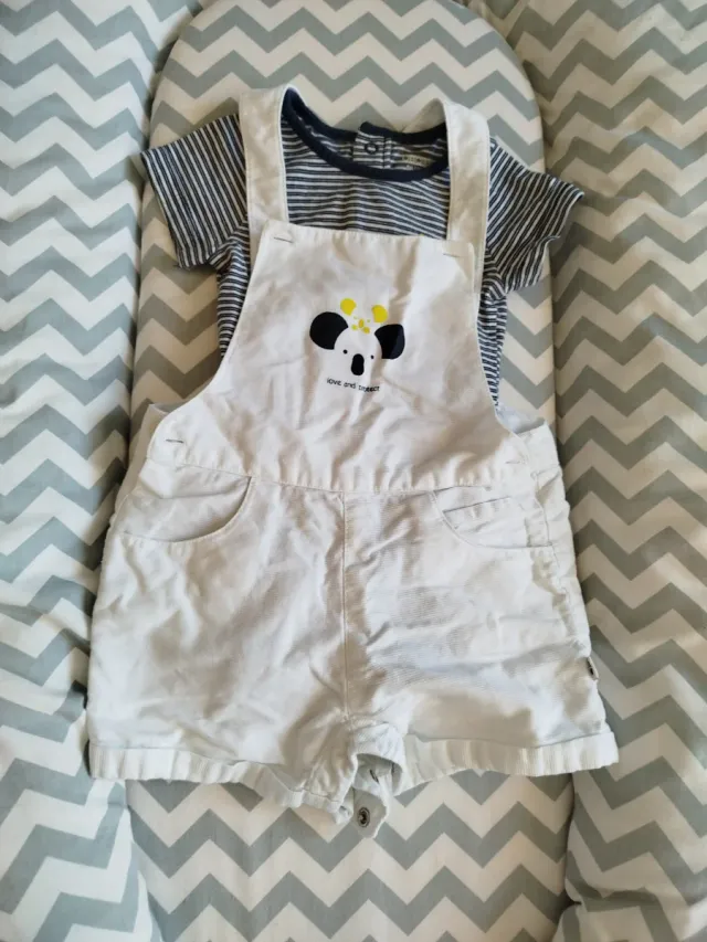 Conjunto bebé peto y body 6m Okadi