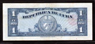 CUBA 1 PESO 1960 XF/EBC- Pick.77b Serie R374262A