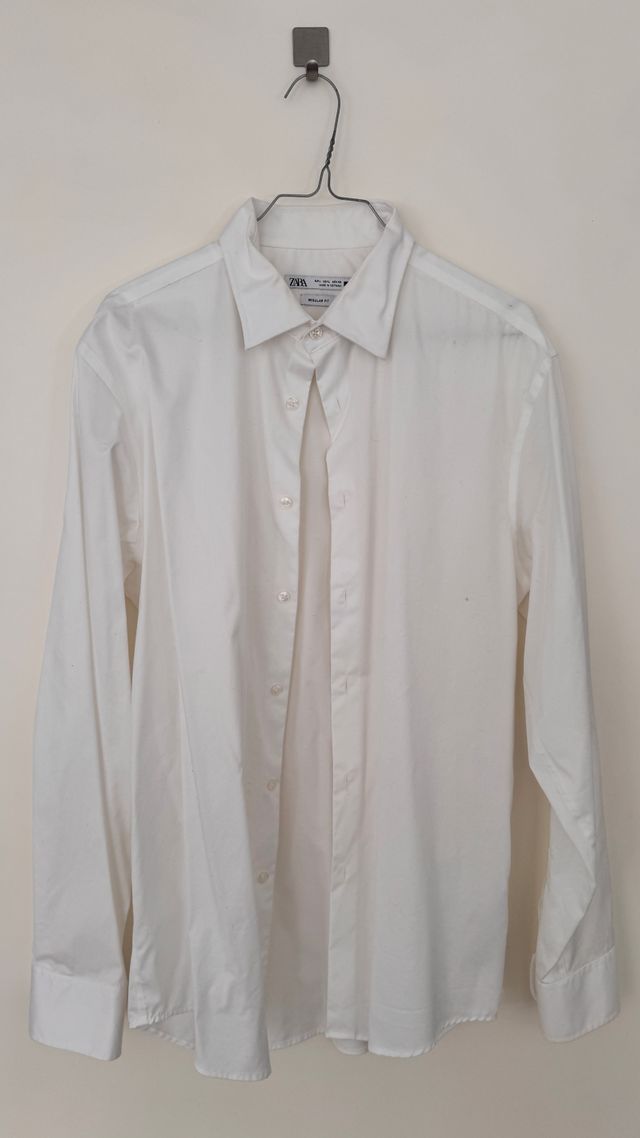 Camisa Zara Blanca Manga Larga