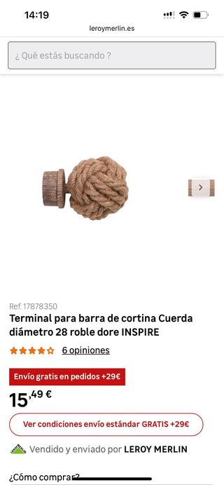 Terminales Cortina Cuerda y Madera Leroy Merlin