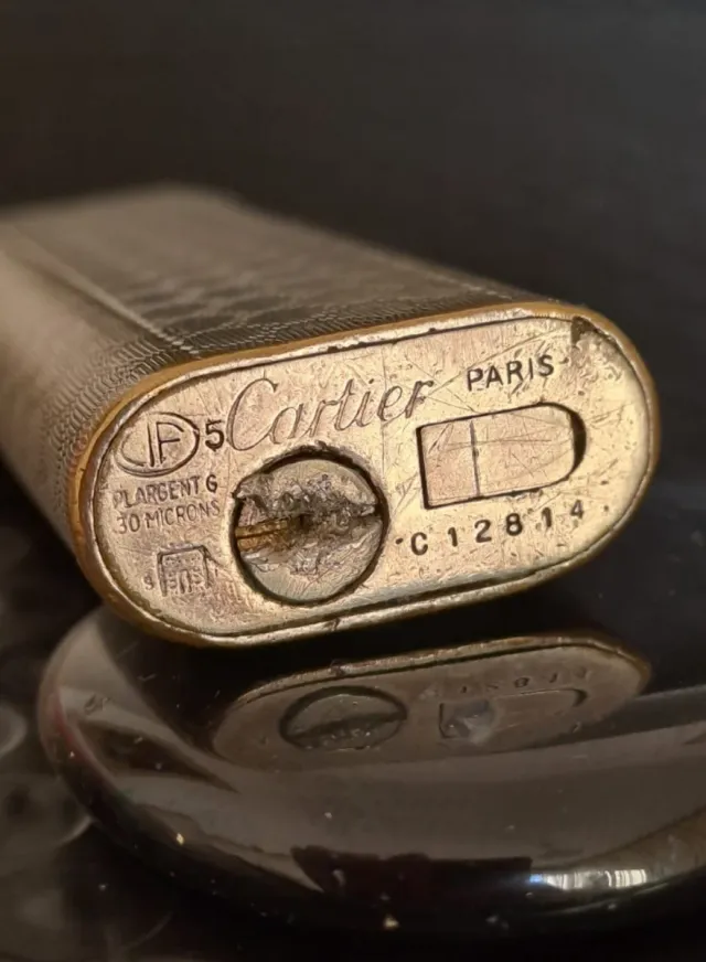 Encendedor Cartier Plata 925 Baño Oro 30Mkr